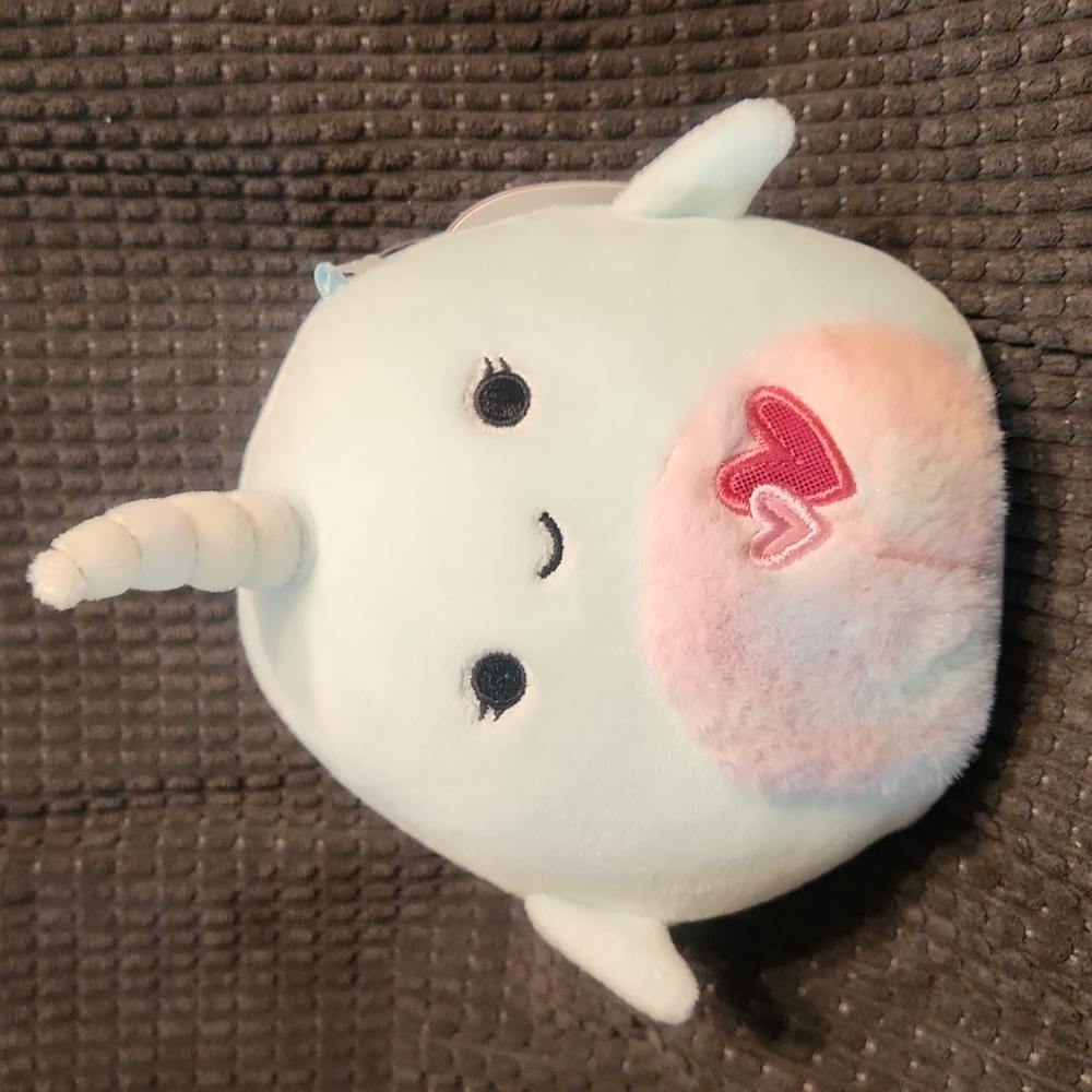 NWT Squishmallows 5" "Niema" Light Blue Valentine's Narwhal Plush